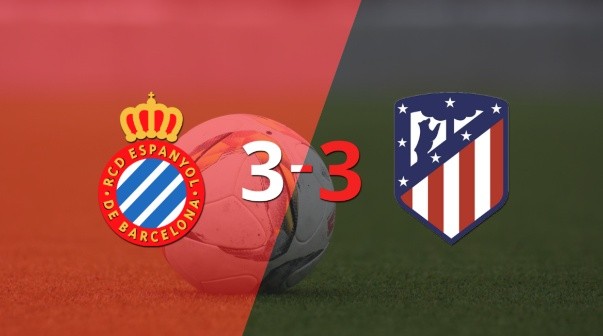 Lluvia de goles en el estadio Estadio Olímpico Lluís Companys, Espanyol y Atlético de Madrid rescataron 1 punto