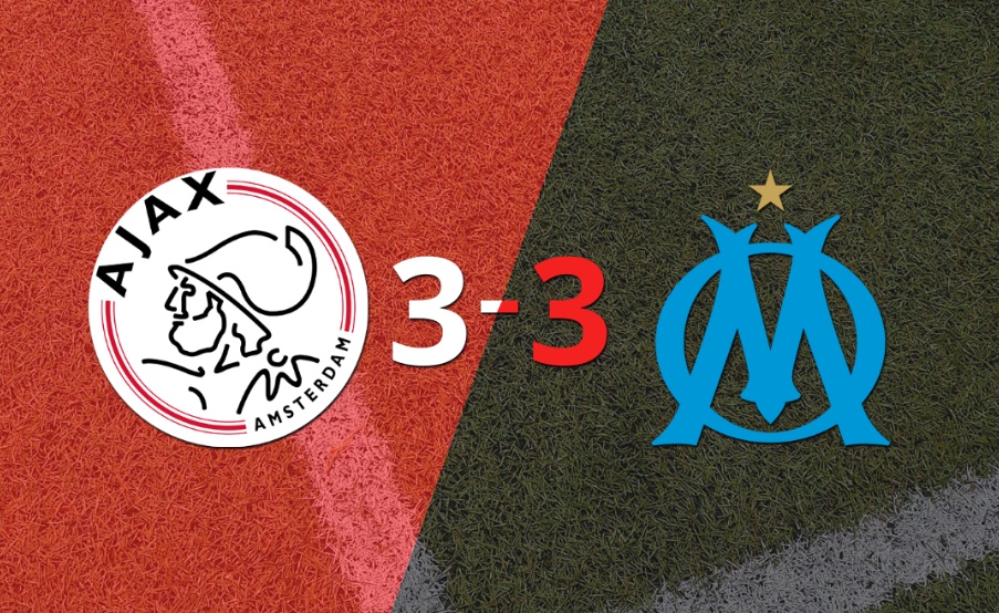 Doblete de Pierre Aubameyang en el empate a 3 entre Olympique de Marsella y Ajax