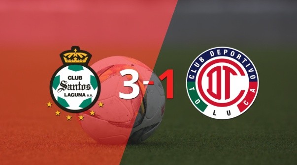 Santos Laguna logró una victoria sólida ante Toluca FC por 3 a 1