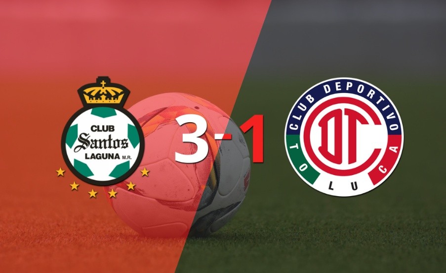 Santos Laguna logró una victoria sólida ante Toluca FC por 3 a 1