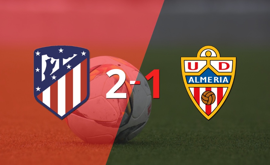 Con la mínima diferencia, Atlético de Madrid venció a Almería por 2 a 1