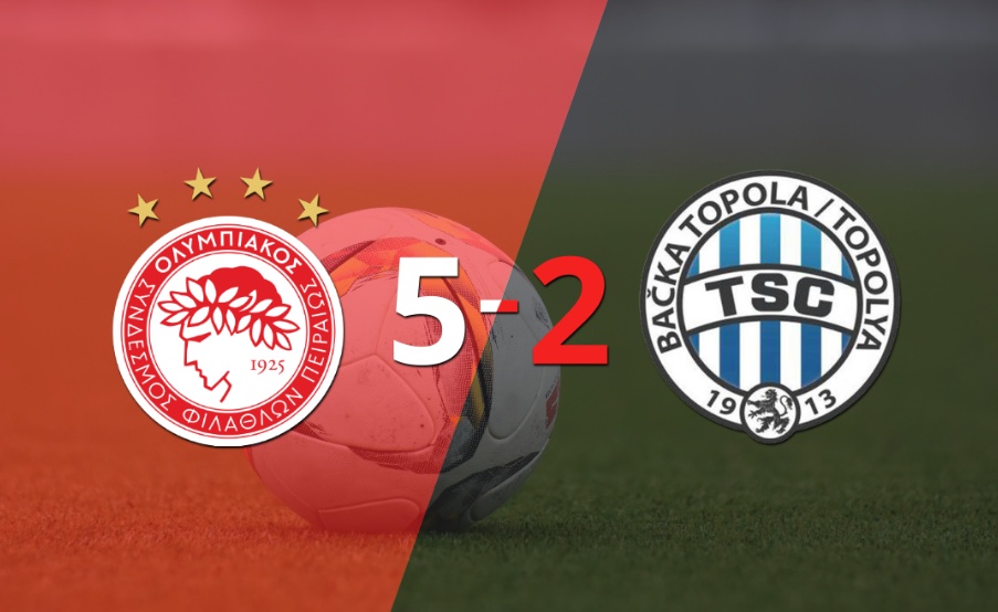 Doblete de Daniel Podence en la goleada de Olympiacos frente a TSC Backa Topola