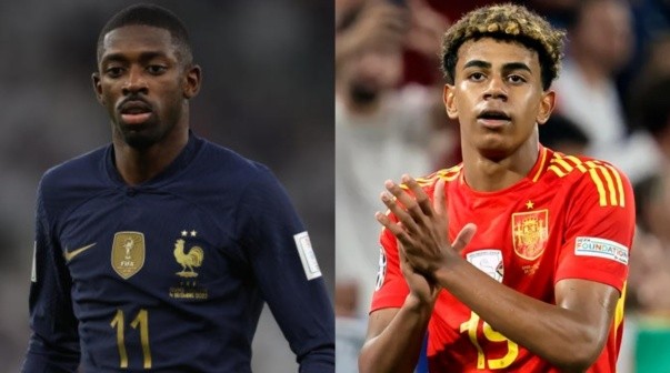 El palazo de Yamal a Dembelé tras el triunfo de España vs. Francia: 