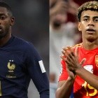 El palazo de Yamal a Dembelé tras el triunfo de España vs. Francia: 