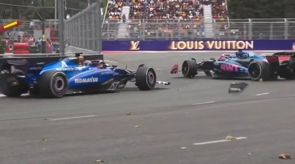 Colapinto apuntó contra Albon tras el choque en el GP de Bakú: 