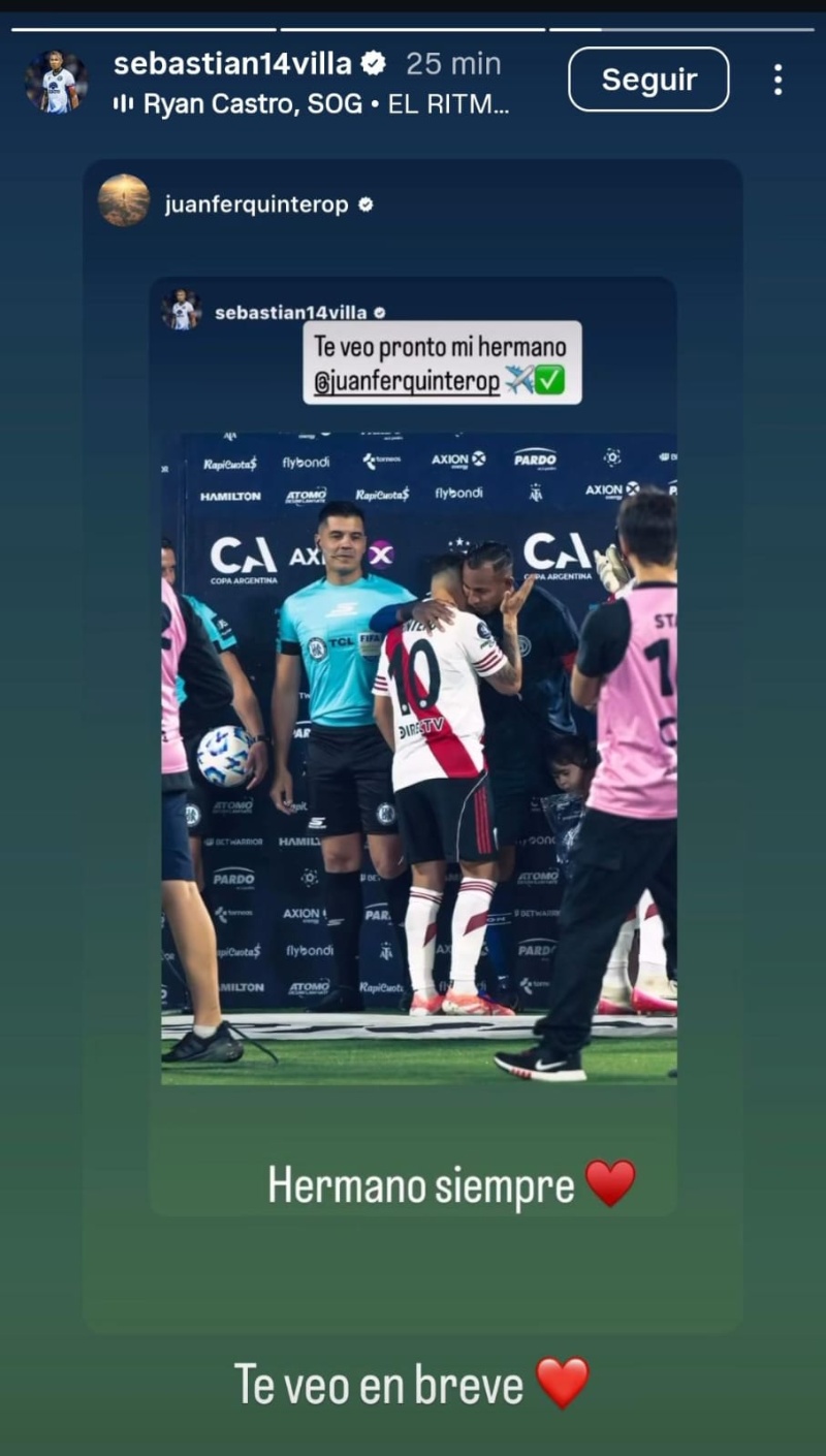 El mensaje de Sebastián Villa a Juanfer Quintero que sorprendió en River&nbsp;