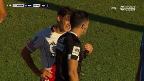 Pese a la clara mano, finalmente la jugada fue afuera del área y no hubo pena máxima. 