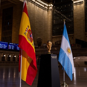 The World Cup trophy at New York’s Grand Central Station!