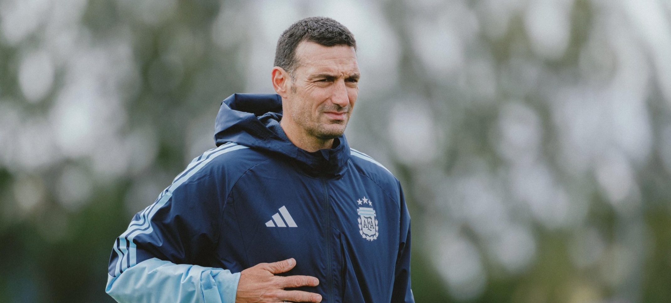 Scaloni en el entrenamiento de la Selección Argentina