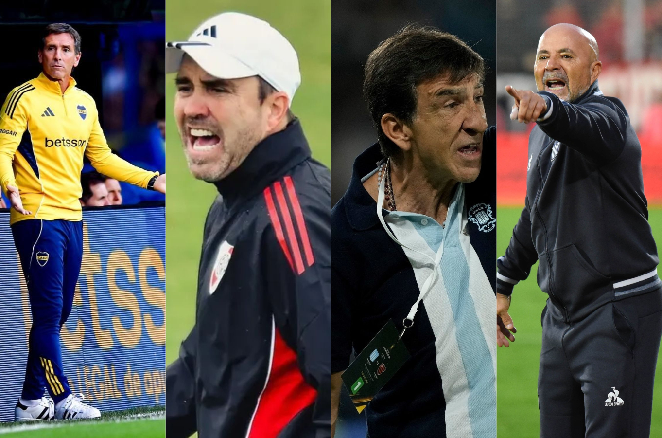 Claudio Úbeda, Eduardo Coudet, Gustavo Costas y Jorge Sampaoli