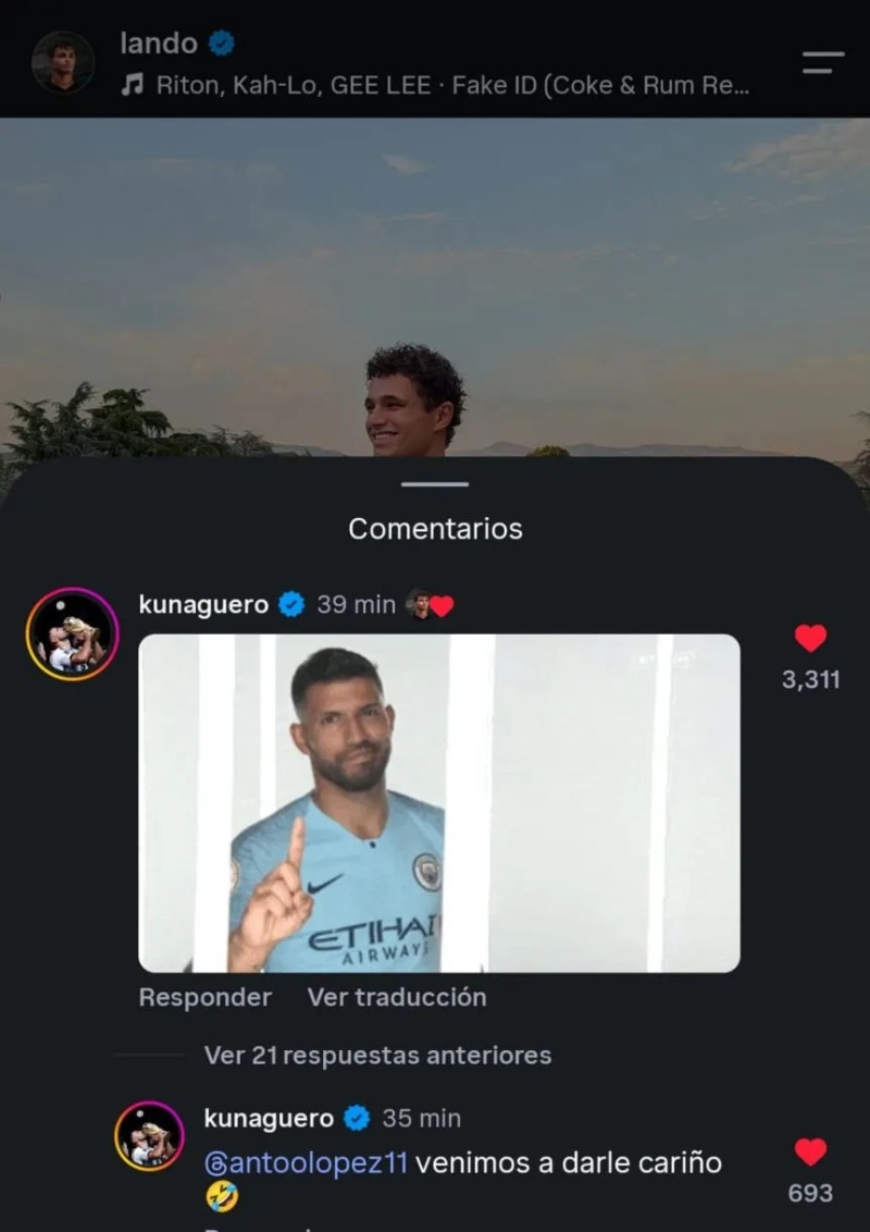 &nbsp;El comentario del Kun Agüero a Lando Norris
