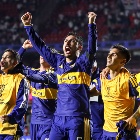 Boca Juniors players celebrate their qualification after drawing 1-1 with Sao Paulo in the second leg of the Copa Sudamericana quarterfinals, at Morumbi Stadium, in the southern zone of Sao Paulo, this Tuesday, September 15, 2026