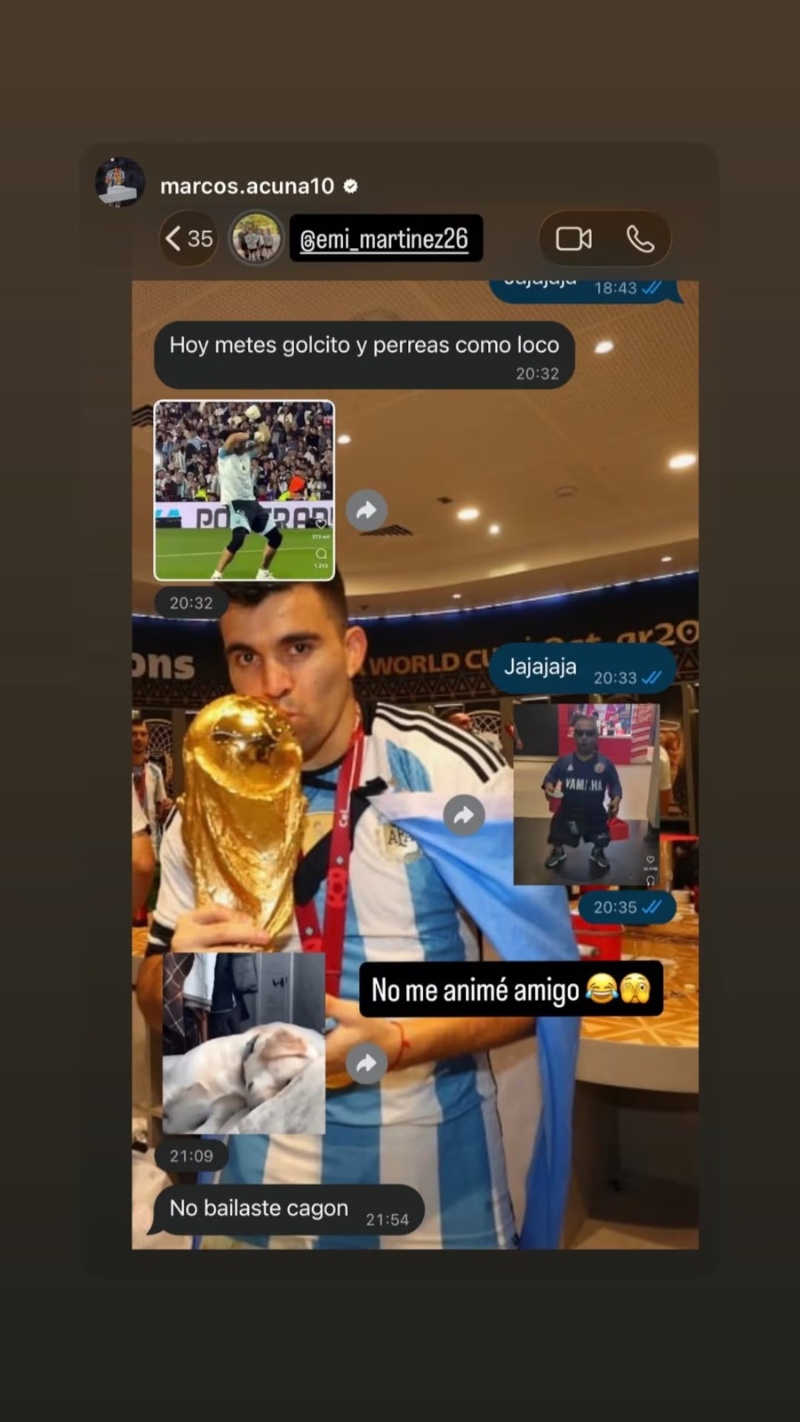El divertido chat entre el Huevo Acuña y el Dibu Martínez&nbsp;