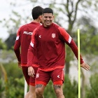 Marcos Rojo en el entrenamiento de Estudiantes