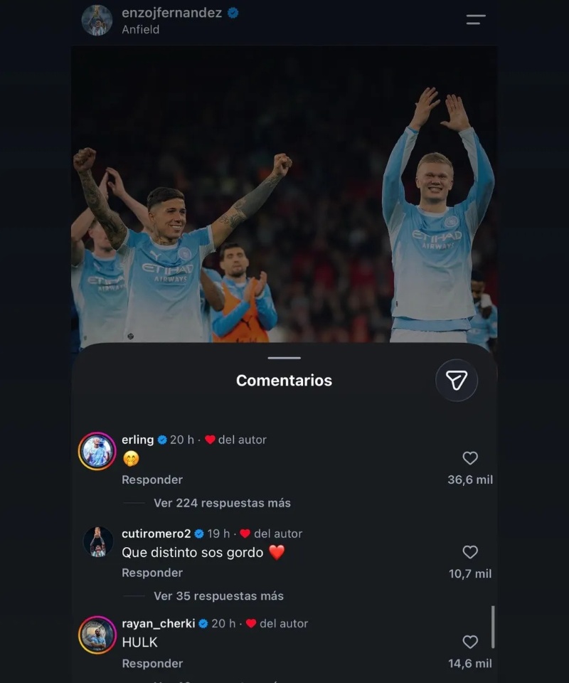 Los comentarios de los compañeros de Enzo en sus redes sociales&nbsp;