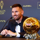 Lionel Messi tras ganar su 8vo Balón de Oro