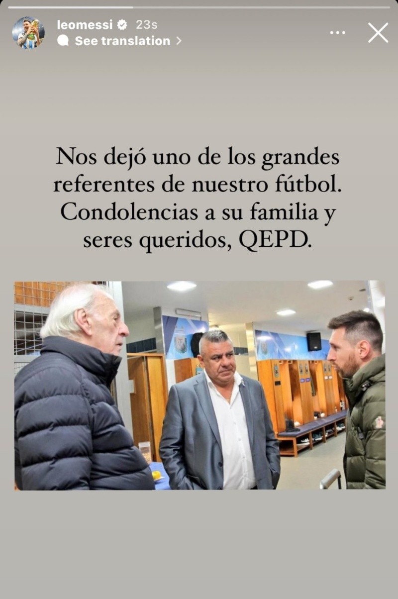 El posteo de Messi en homenaje a Menotti El posteo de Messi en homenaje a Menotti
