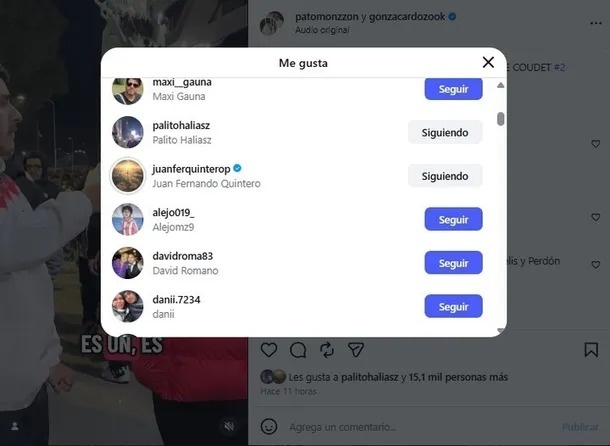 &nbsp;El sugestivo like de Juanfer Quintero